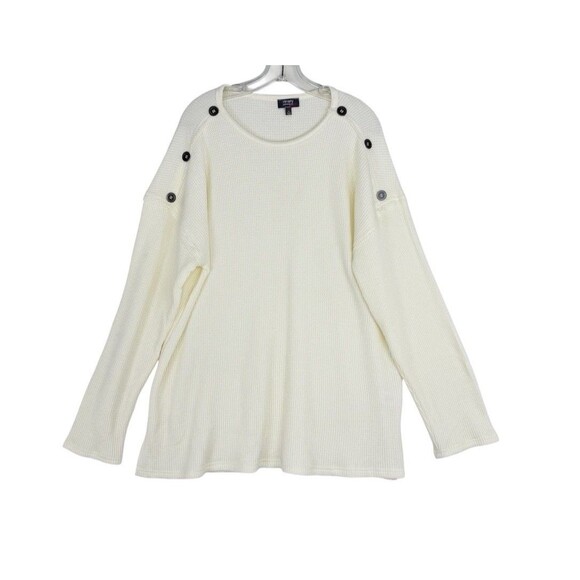 Ninety Clothing Co XL Ivory Knit Sweater Relaxed With Button Accents - Picture 3 of 16